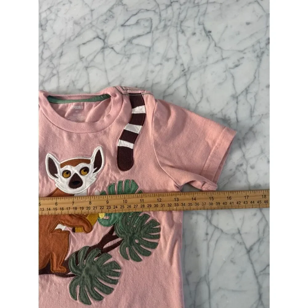 Gymboree Embroidered Lemur Top - Safari - Pink Sz 4T